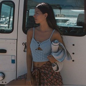 NEW Zara 95% cotton knit cotton blue top